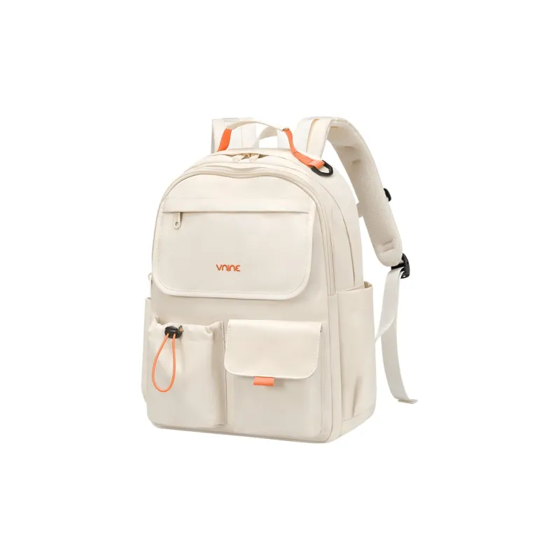 V.NINE Fabric Backpack Laptop Bag Backpack Tubas Women's Pudding Milk White-1