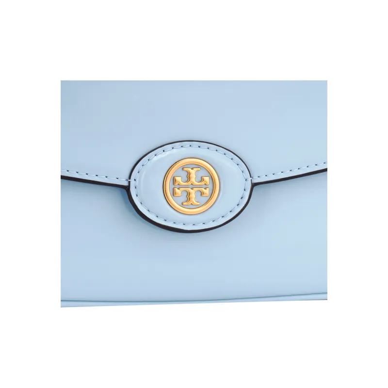 TORY BURCH Robinson Patent Leather Single Compartment Crossbody Handbag Trumpets Women's Light Lapis Lazuli-4