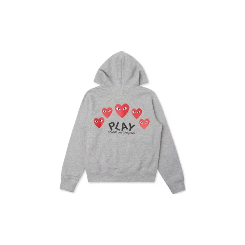 Comme Des Garcons Play Women's Red Multi Heart Zip Up Hoodie Grey-1