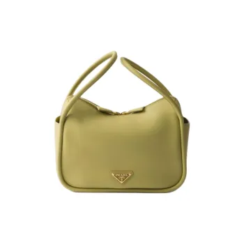 PRADA Leather One Shoulder Handbag Women's Light Grass Green