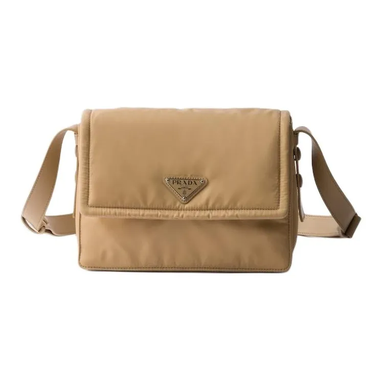 PRADA Re Nylon Recycled Polyamide Crossbody Bag, Shoulder Bag Trumpets Women's Camel Brown-0