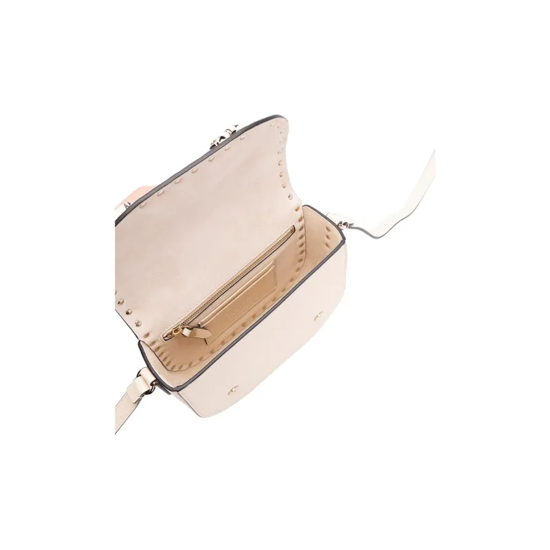 Valentino GARAVANIRockstud Calfskin Messenger Bag Crossbody Bag Shoulder Bag Women's Ecru-3