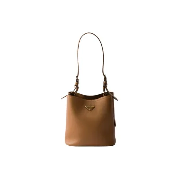 PRADA Leather Shoulder Bag Medium Size Women's Caramel