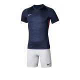 Navy blue top + white short shorts