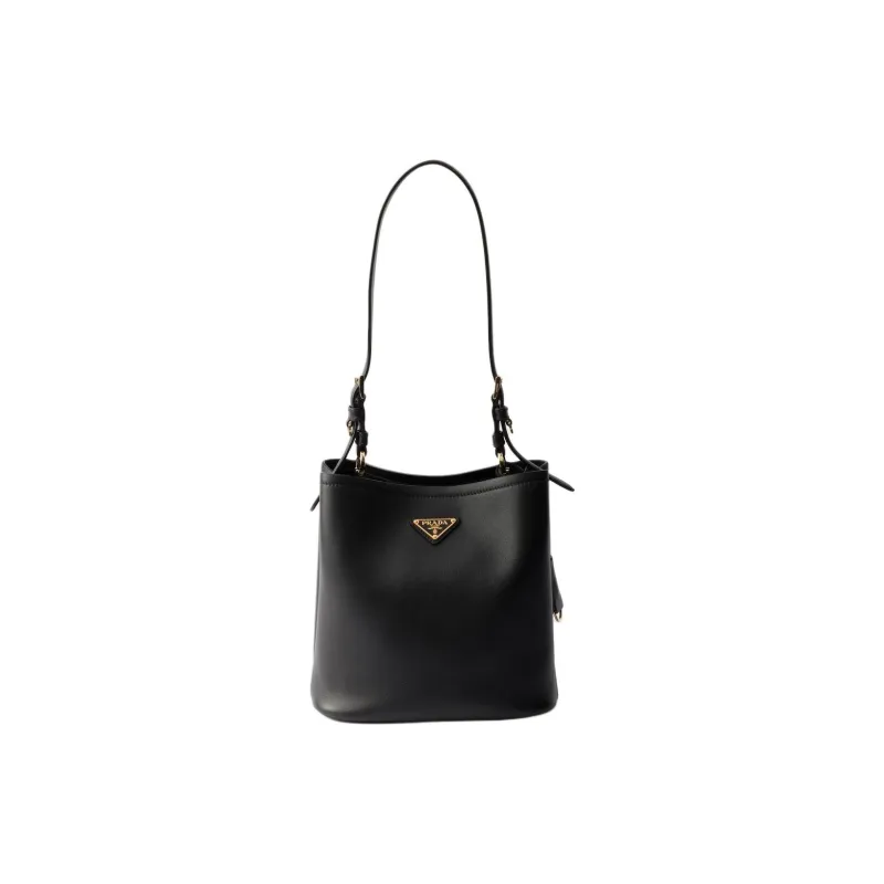 PRADA Leather Shoulder Bag Medium Size Women's Black-0