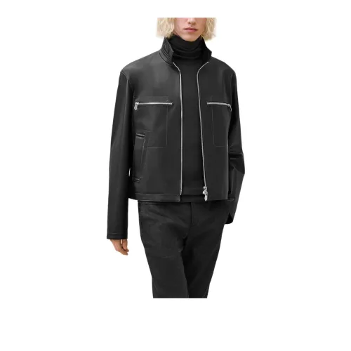 HERMES Leather Jacket Men's Black