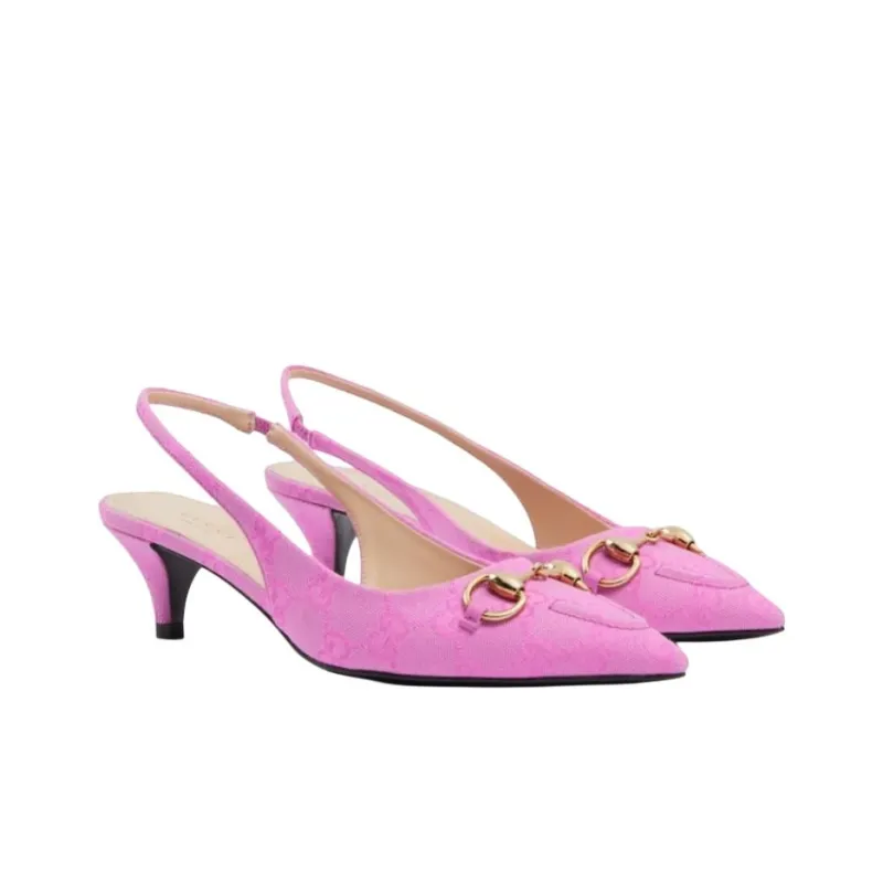 GUCCI Erin Cone Heel High Heels 5cm Women's Pink-2