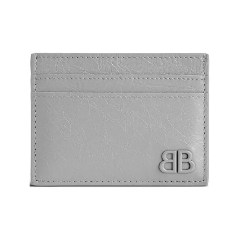 Balenciaga Lambskin Card Holder Men's Gray-0
