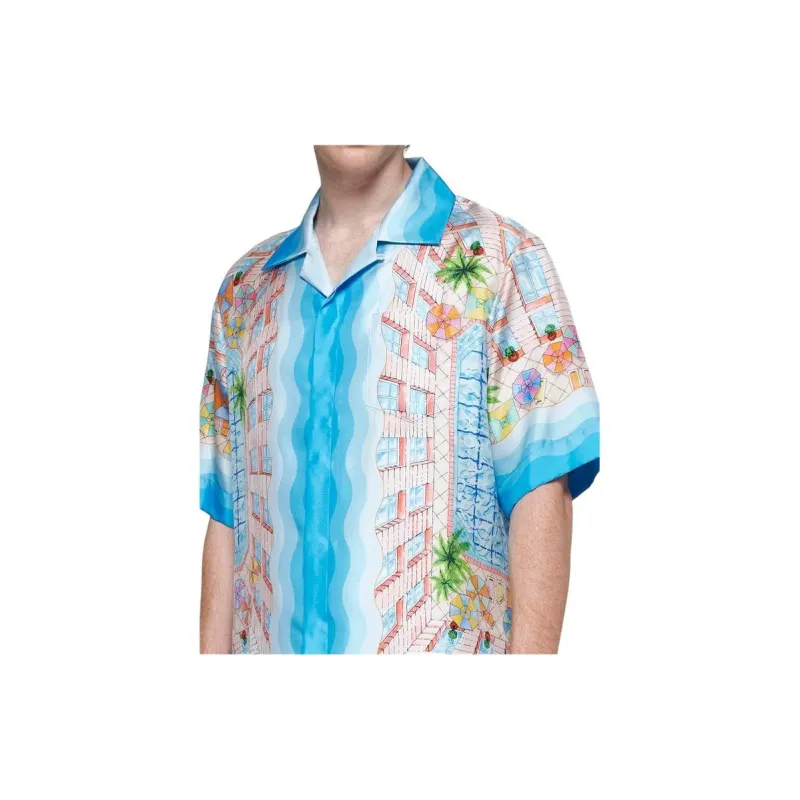 CASABLANCA Cuban Collar Short Sleeve Shirt-4