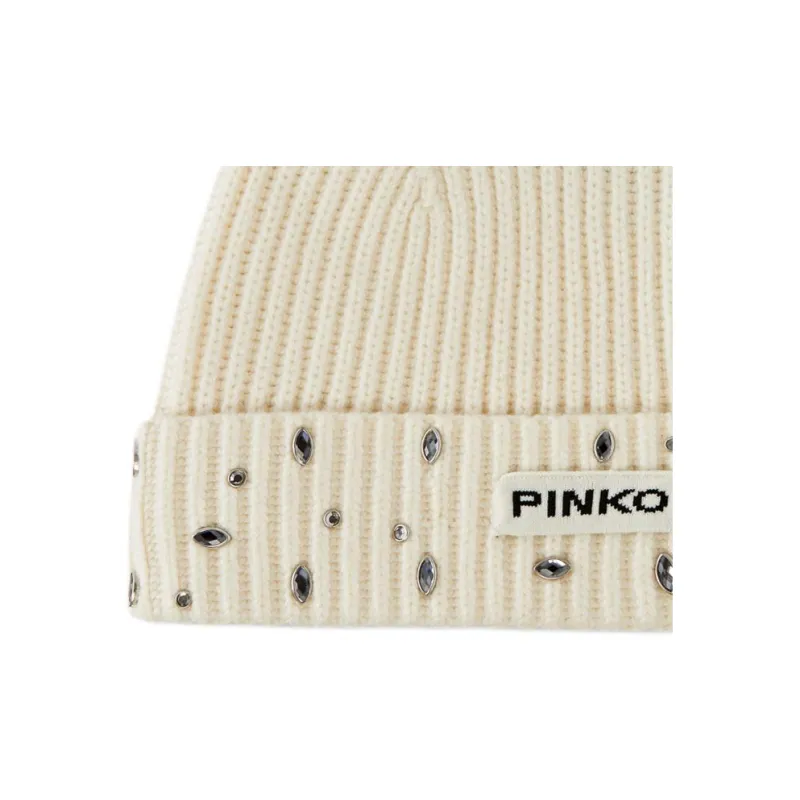 PINKO Wool Cashmere Viscose Beanies Unisex Beige-2