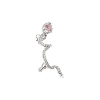 PARANOID PUPPY Heavy Industry Pink Heart Zircon Clip on Earrings With No Pierced Ears Unique Design Women's
