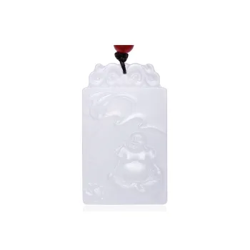 PEARL QUEEN Hetian Jade Pendants Pale Greenish-White Jade Unisex