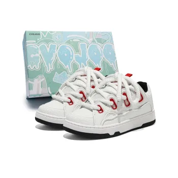 CVOJOO Gift Box Set Low Top Skateboard Shoes Unisex White Red