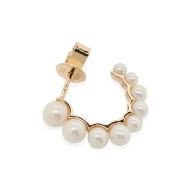Sophie Bille Brahe 14kt Yellow Gold Petite Boucle De Perles Pearl Hoop Earrings-2