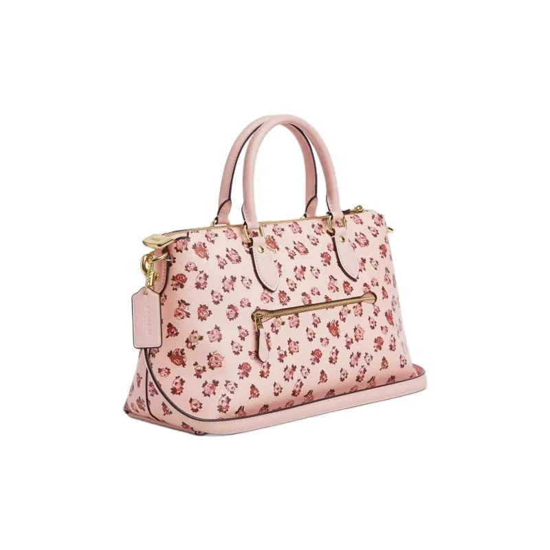 COACH SATCHEL Coated Canvas One Shoulder Handbags Large Size Women's Blush Color-1