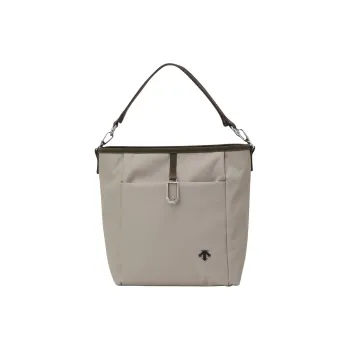 DESCENTE Nylon Bucket Bag, One Shoulder Handbag Women's Beige