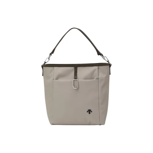 DESCENTE Nylon Bucket house Bag, One Shoulder Handbag Women's Beige