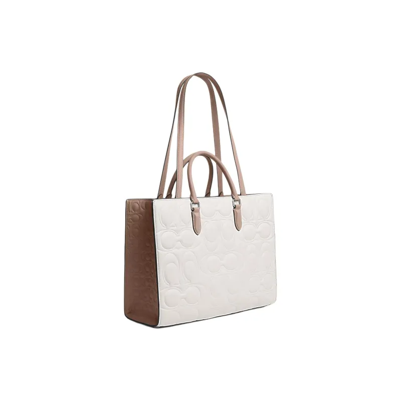 COACH Maggie Smooth Leather Tote Bag, Shopping Bag, Shoulder Bag, Handbag Tubas Women's Chalk-1