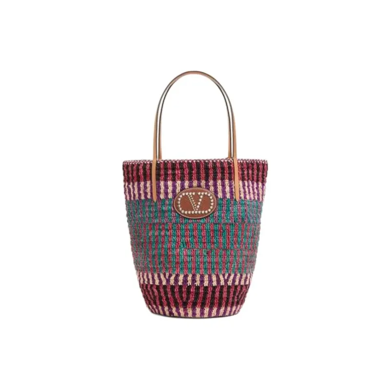Valentino Vlogo Raffia Tote Bag, Shopping Bag, Handbag, Shoulder Bag Men's Multicolor-0