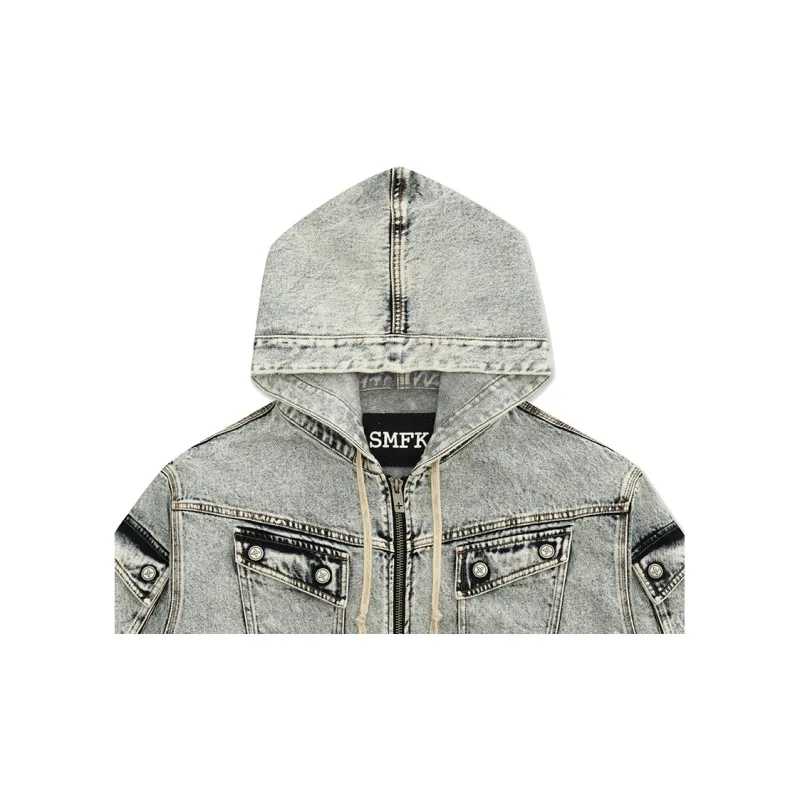SMFK Denim Jacket Unisex White Snowflake-2