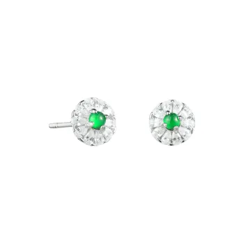 PEARL QUEEN Glutinous Jade Stud Earrings Women's