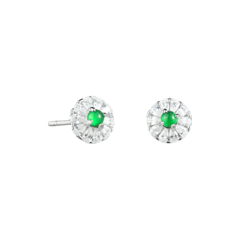 PEARL QUEEN Glutinous Jade Stud Earrings Women's-0