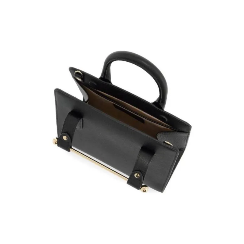 Strathberry Calfskin Tote Bag, Shopping Bag, Handbag Mini Women's Black-3