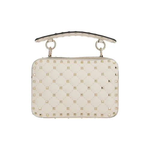 Valentino ROCKSTUD SPIKE Lambskin One Shoulder Handbags Women's Ivory