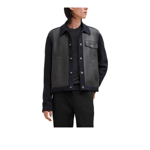 HERMES Leather Jacket Men's Ocean