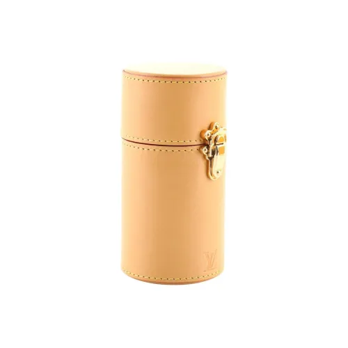 LOUIS VUITTON Leather Storage Boxes Women's Beige