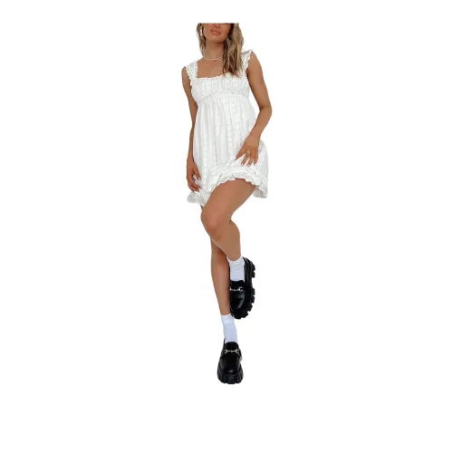 PRINCESS POLLY CARLITA MINI DRESS Sleeveless Dress Women's White/White
