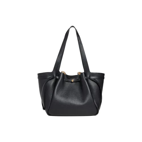 TORY BURCH Litchi Grain Leather Tote Bag, Shopping Bag, Shoulder Bag Tubas Women's Black