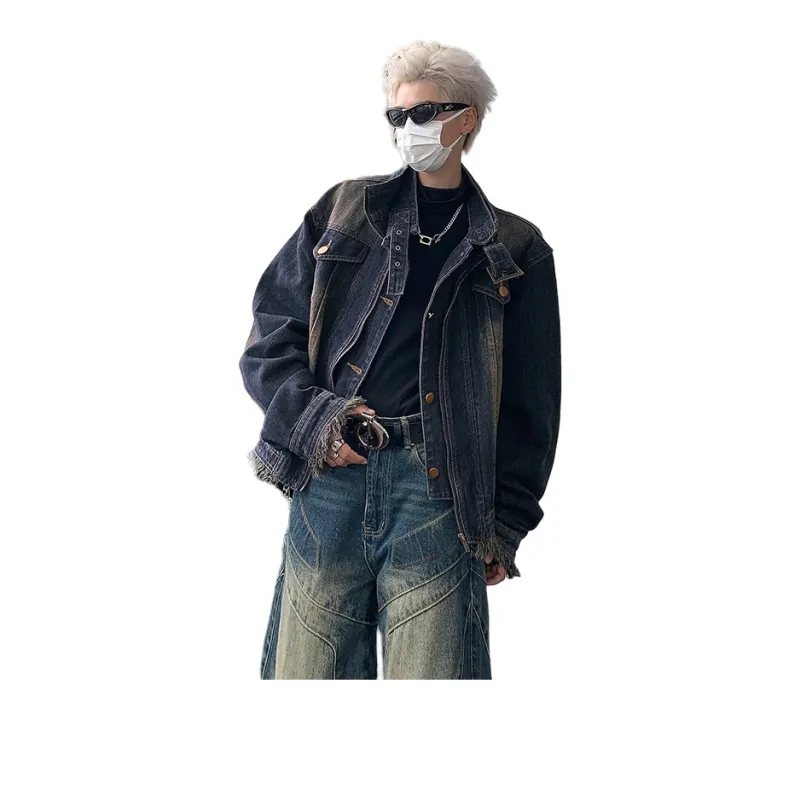PAINT STAIN Denim Jacket Unisex Blue-15