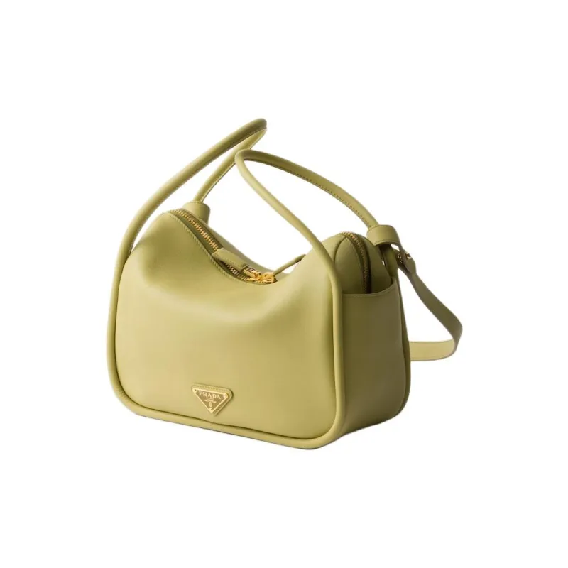 PRADA Leather One Shoulder Handbag Women's Light Grass Green-1