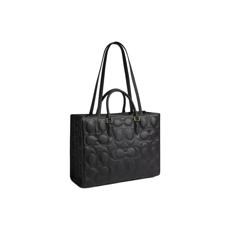 COACH Maggie Leather Tote Bag, Shopping Bag, Shoulder Bag, Handbag Tubas Women's Black-1