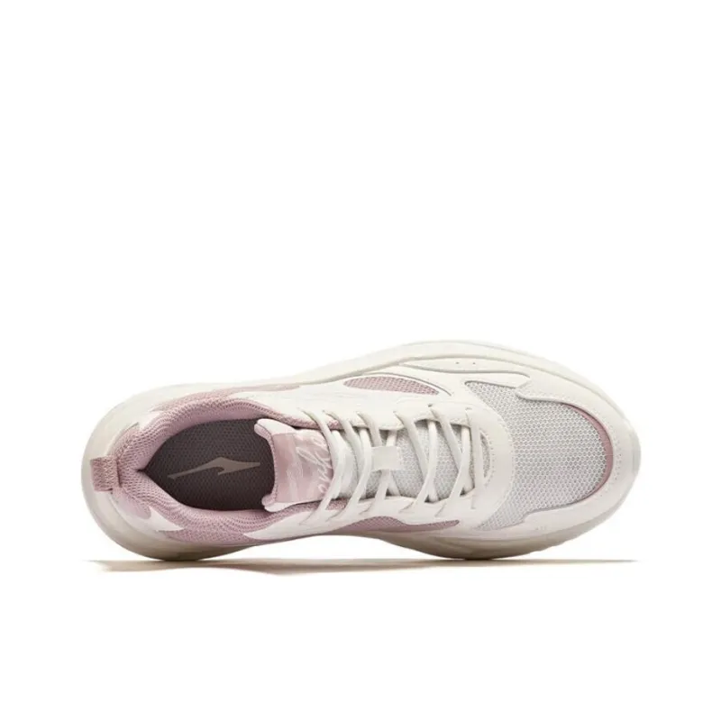 Erke Cushioning Anti Slip And Wear Resistant Low Top Casual Shoes Women's Beige Pink-3