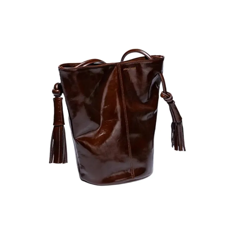 Paloma-wool Cow Leather Bucket Bags Shoulder Bags Medium Size Women's Brown-1