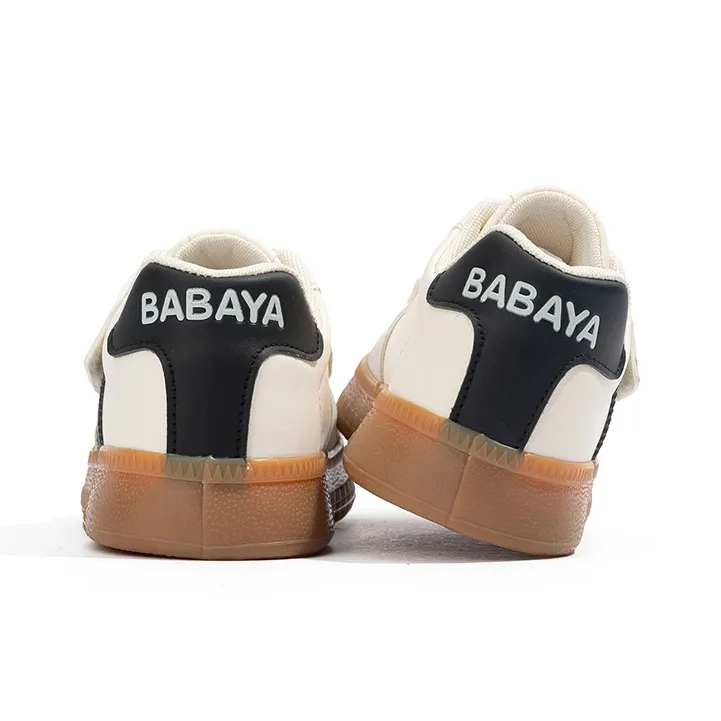 BABAYA KIDS Warm Anti Slip Wear Resistant Lightweight Breathable Low Top Skateboard Shoes Women's Beige Black-5
