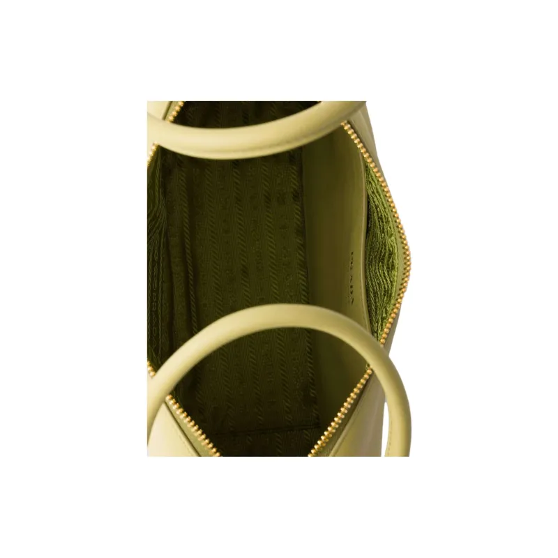PRADA Leather One Shoulder Handbag Women's Light Grass Green-5