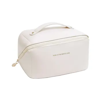 SEPTWOLVES PU Storage Bag Toiletry Bag Makeup Bag Travel Medium Size Women's Ecru