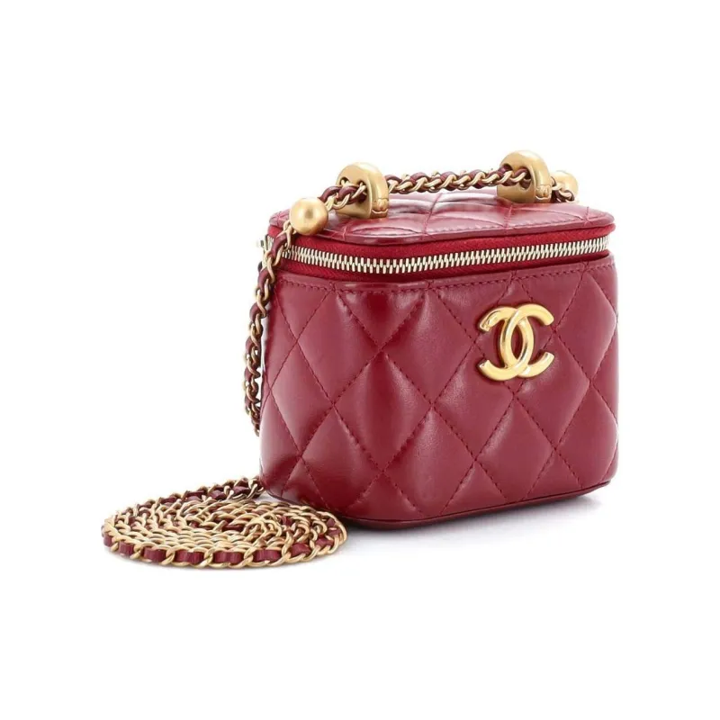 CHANEL Calfskin Box Bag, Flap Bag, Coin Purse, Shoulder Bag, Crossbody Bag Women's Burgundy-2