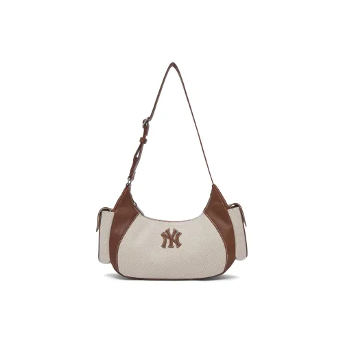 MLB New York Yankees Cotton MLB Crossbody Bag Moon Shaped Toast Bag Large Size Unisex Ecru