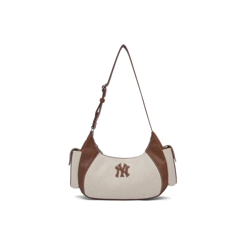 MLB New York Yankees Cotton MLB Crossbody Bag Moon-Shaped Toast Bag Large Size Unisex Ecru-0