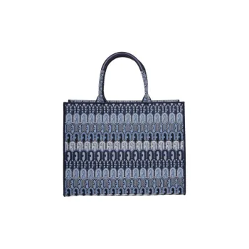 Furla Opportunity Textile Fiber Tote Bag Shopping Bag Handbag Large Size Women's Blue