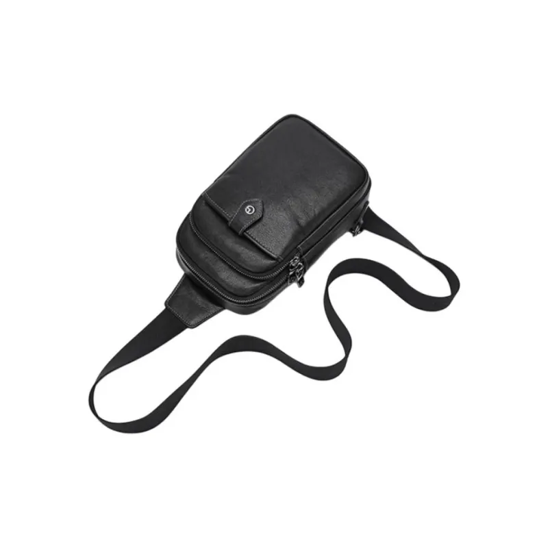 GOLDLION Cow Leather Crossbody Bag Sling Bag Medium Size Men's Black-5