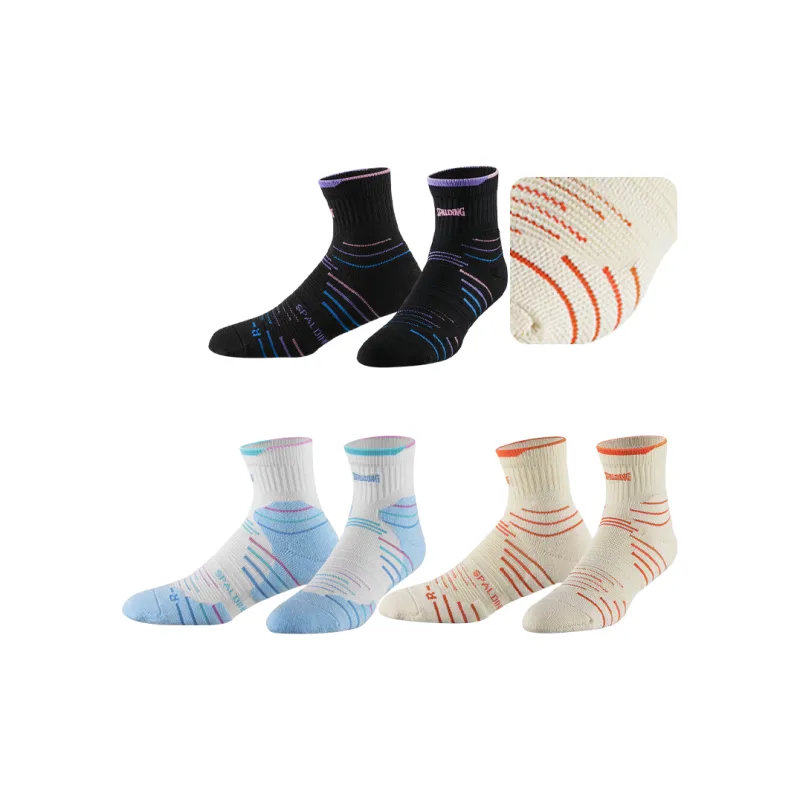 SPALDING Professional Basketball Socks Trendy Versatile Warm And Elite Compression Unisex 3 Pack White/Black-12