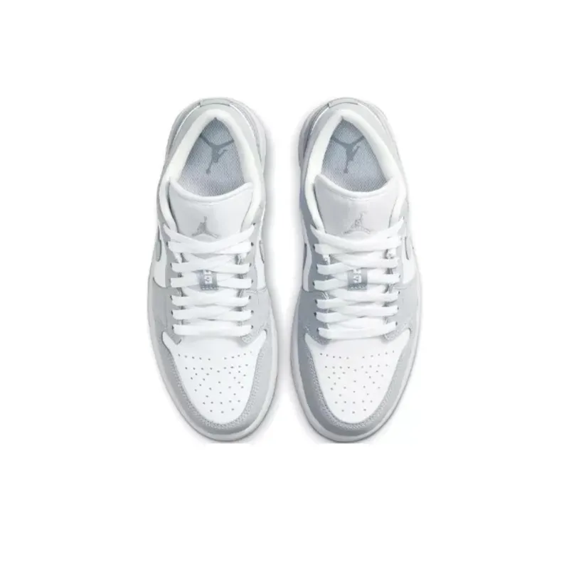 Jordan Air Jordan 1 Anti Slip Wear Resistant Low Top Vintage Basketball Shoes Women's White Gray-3