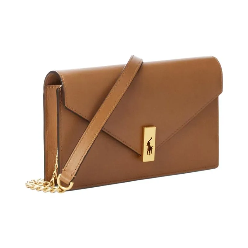 Polo Ralph Lauren Cow Leather Chain Money Clip Crossbody Bag Shoulder Bag Women's Brown-1