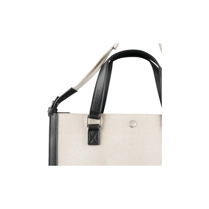 A.P.C Cotton With Leather Tote Bag, Shopping Bag, Shoulder Bag, Crossbody Bag, Handbag Unisex Beige-4