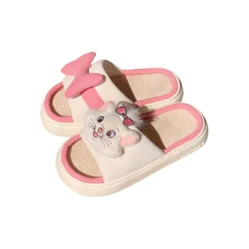 SHIGUDE x Disney Linen Slippers Women's Pink White